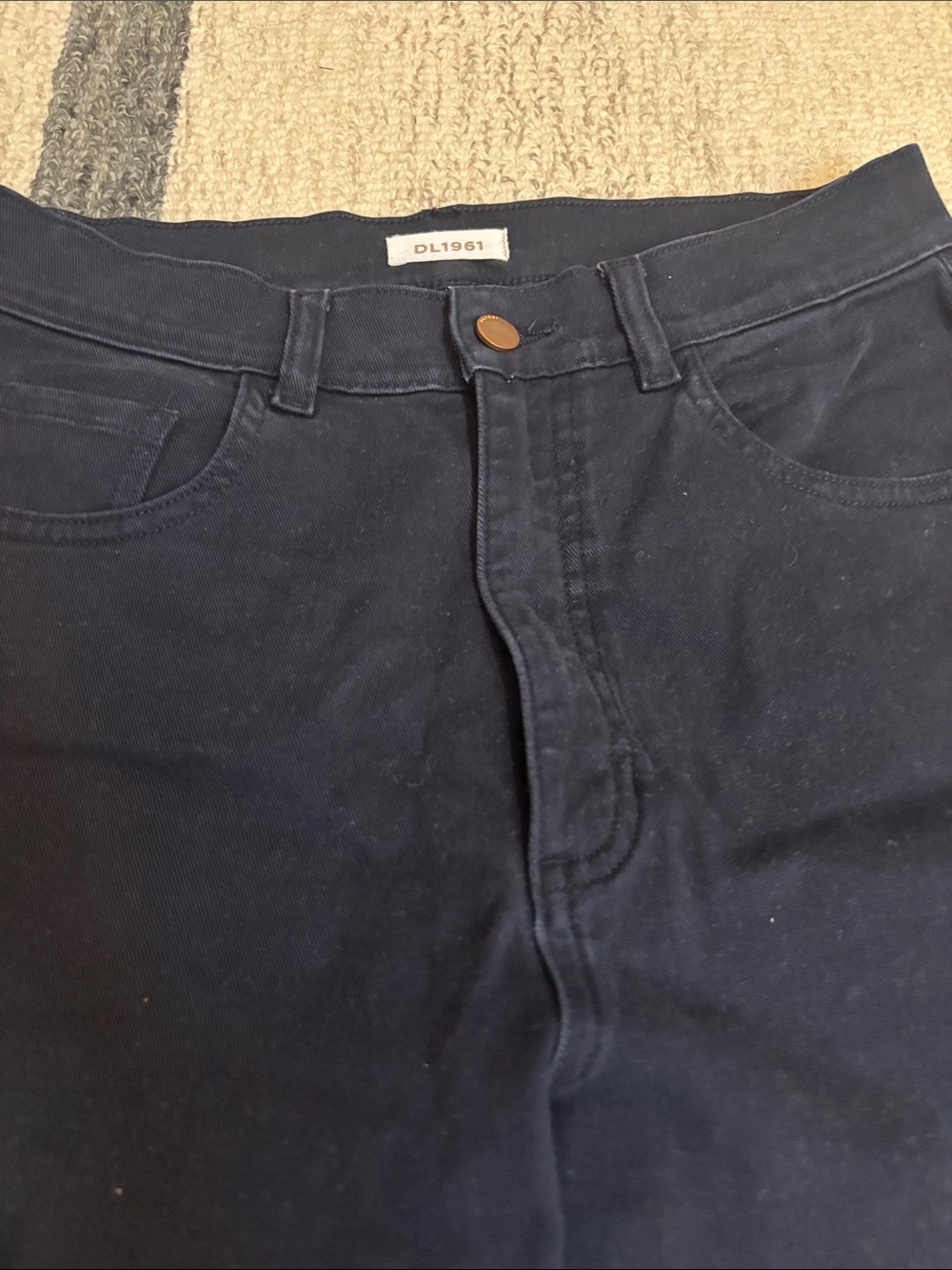 DL1961 Navy Boyfriend Jeans - Wide Leg - Picture 3 of 6